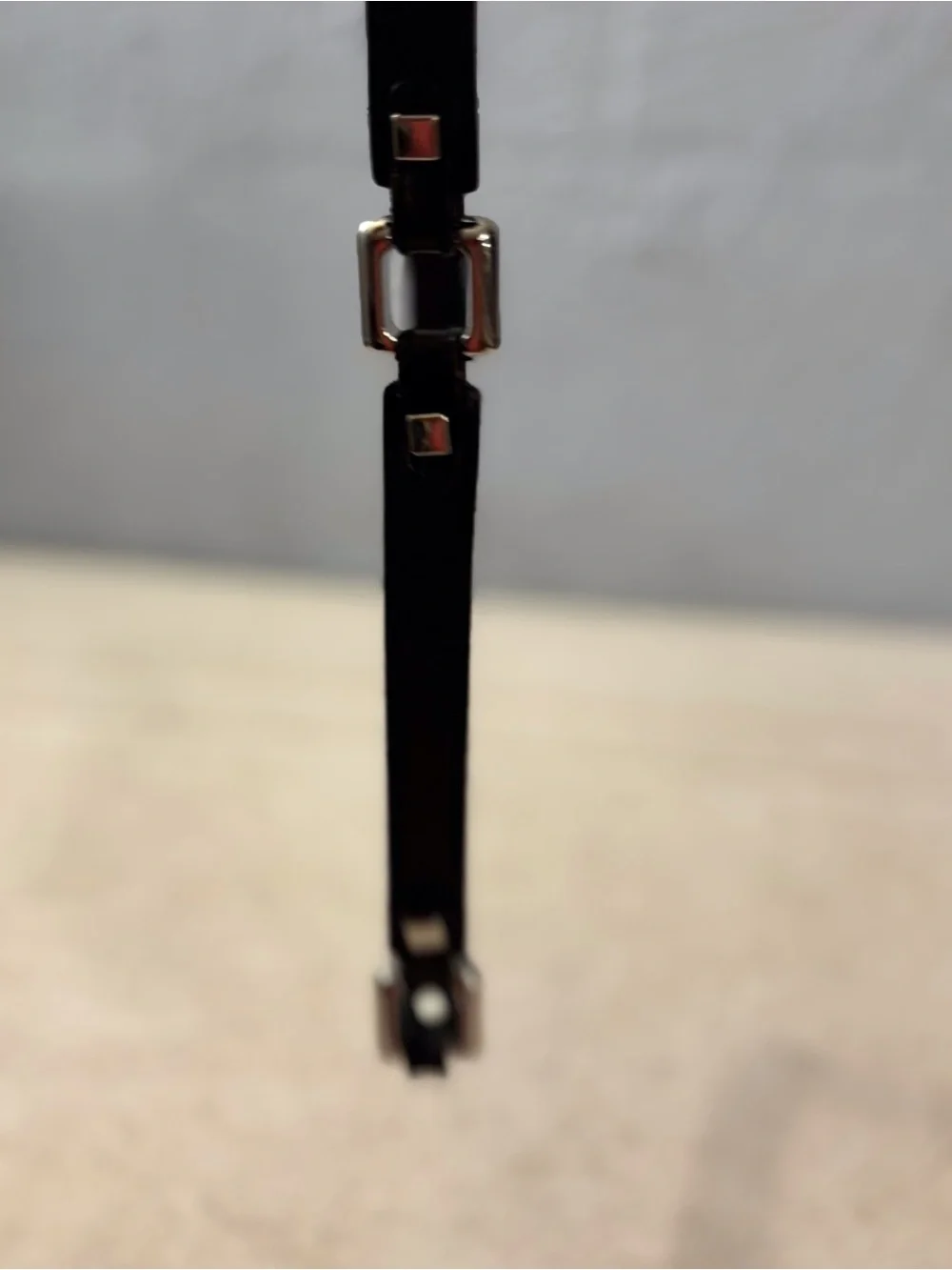 Classic  Vintage Black Leather Women’s Belt with Silver Buckle and Squares SZ 37
